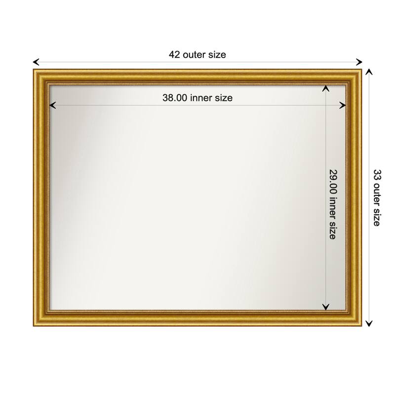 Townhouse Gold Framed Non-Beveled Custom Wall Mirror, Bathroom Vanity Mirror - Outer Size: 41.75 x 32.75