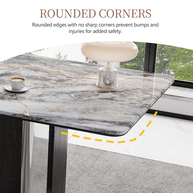 79” Modern Desk – Faux Marble Top & Solid Wood Legs For Office/study