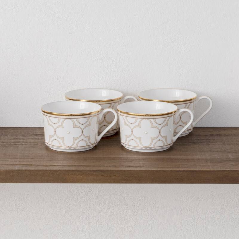 Noritake Trefolio Gold Set Of 4 Teacups, 7-1/2 oz.