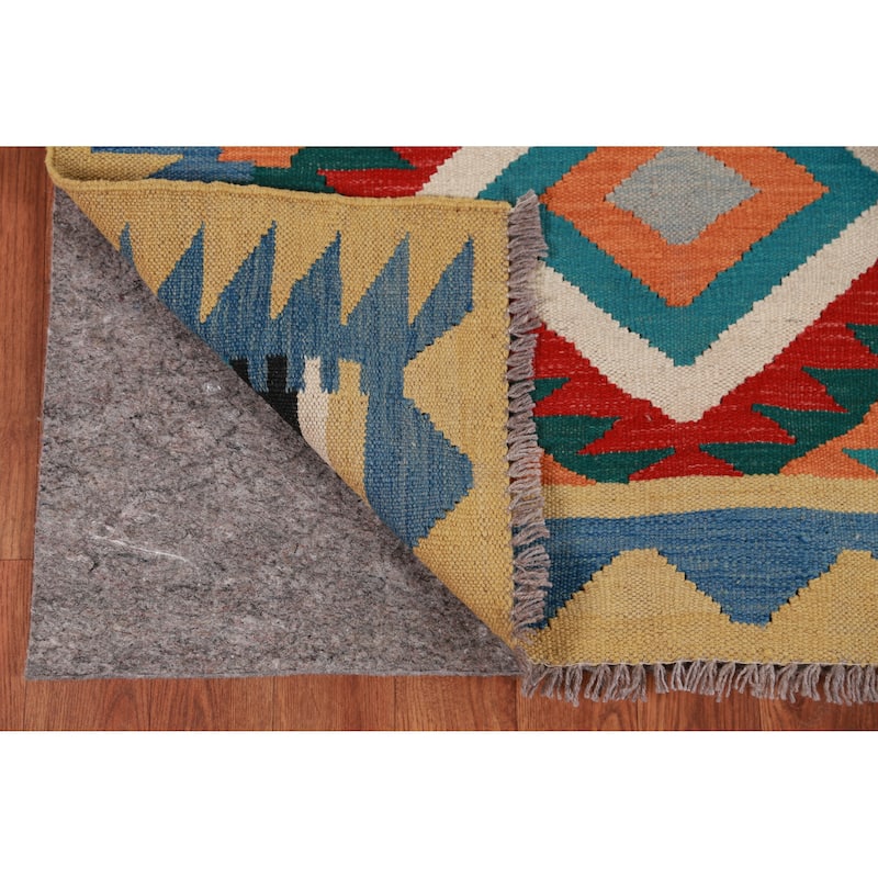 Hand Woven Oriental 100% Wool Carpet Southwestern Geometric Multi-Colored Kilim Area Rug - 8' 5'' X 5' 3''