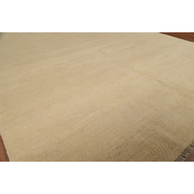 Muted Yellow Modern Gabbeh Oriental Area Rug Handmade Wool Carpet - 5'11"x 7'3"