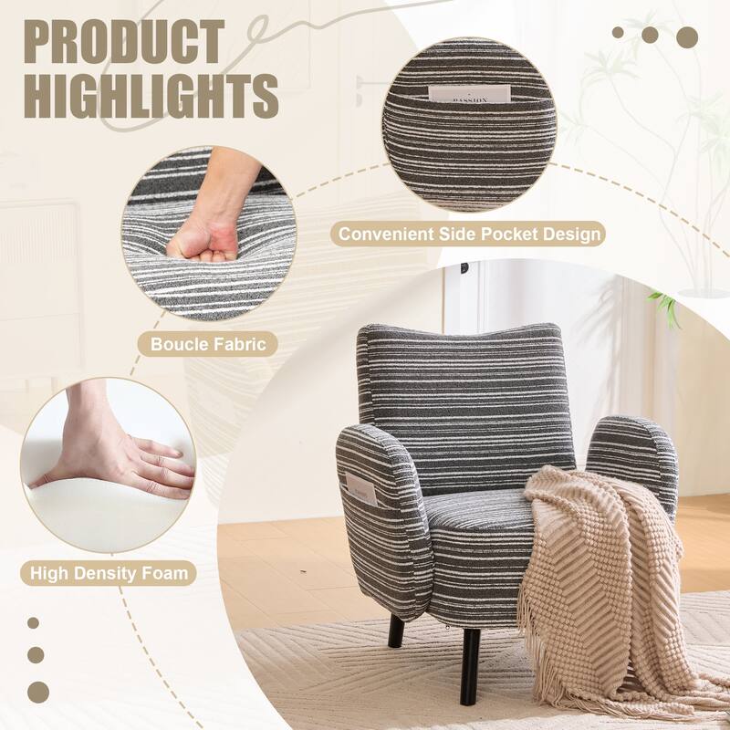 Modern style armchair with sanded fabric - Dark Gray