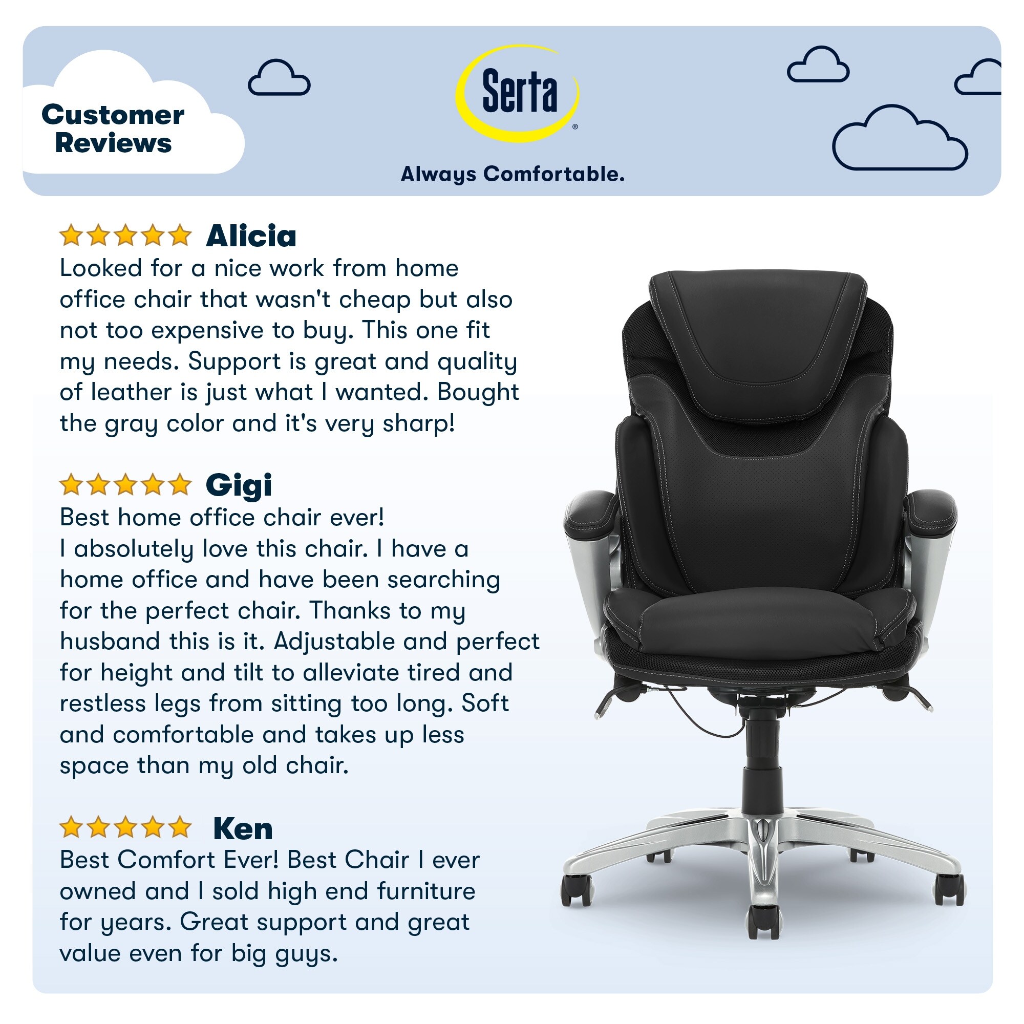 Serta Bryce Executive Office Chair with AIR Lumbar Technology and