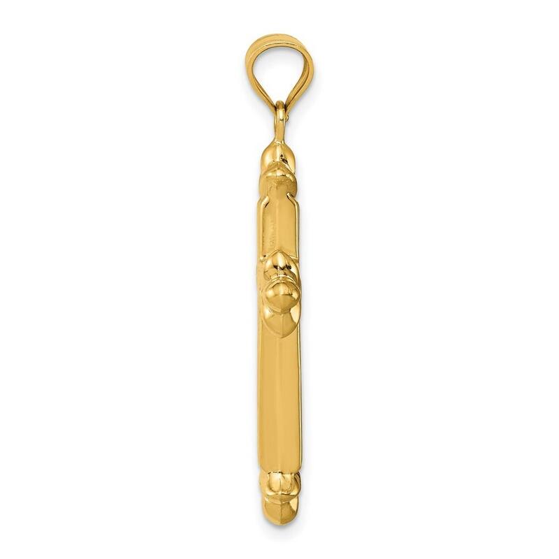 Curata 14k Yellow Gold 18" Polished Reversible Diamond-Cut Cross Pendant Necklace - 39.5x46.4mm