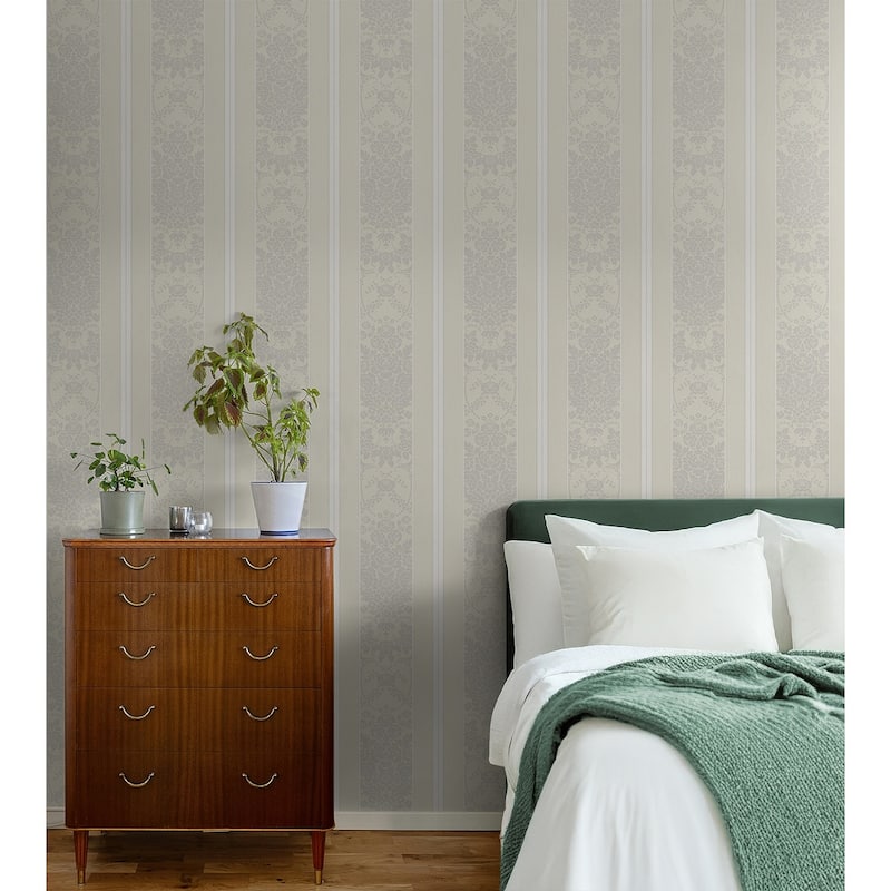 Seabrook Designs Hemingway Floral Stripe Unpasted Wallpaper