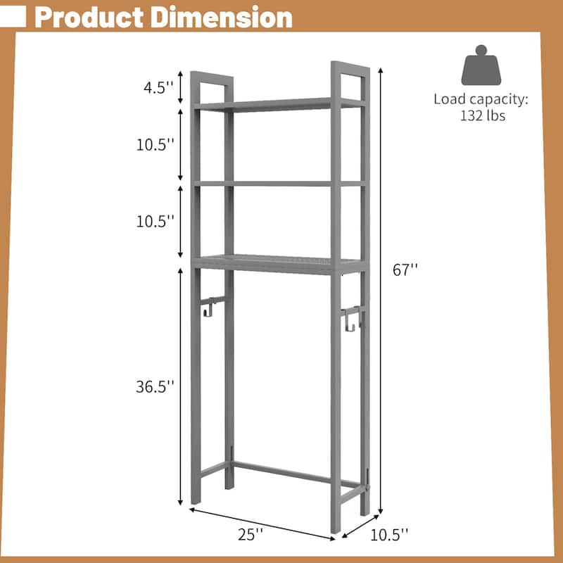 Costway Over-The-Toilet Storage Shelf Space Saving Metal Bathroom - See Details