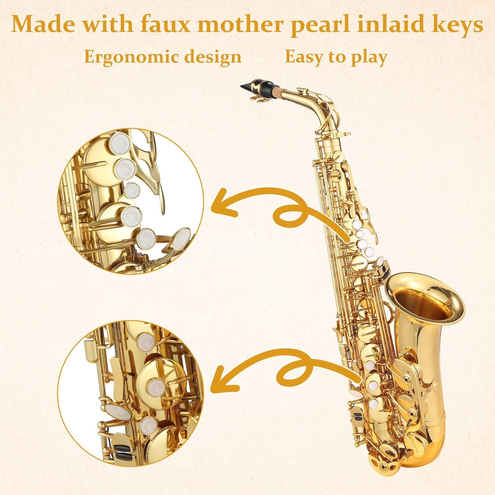 Beginner Eb Saxophone Flat Alto Saxophone, Eb Alto Saxophone