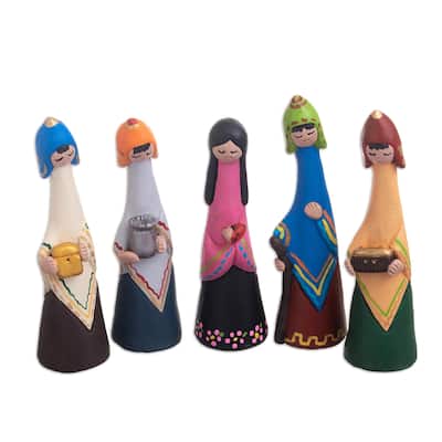 Novica Handmade Pilgrimage Family Ceramic Nativity Scene (5 Pieces)