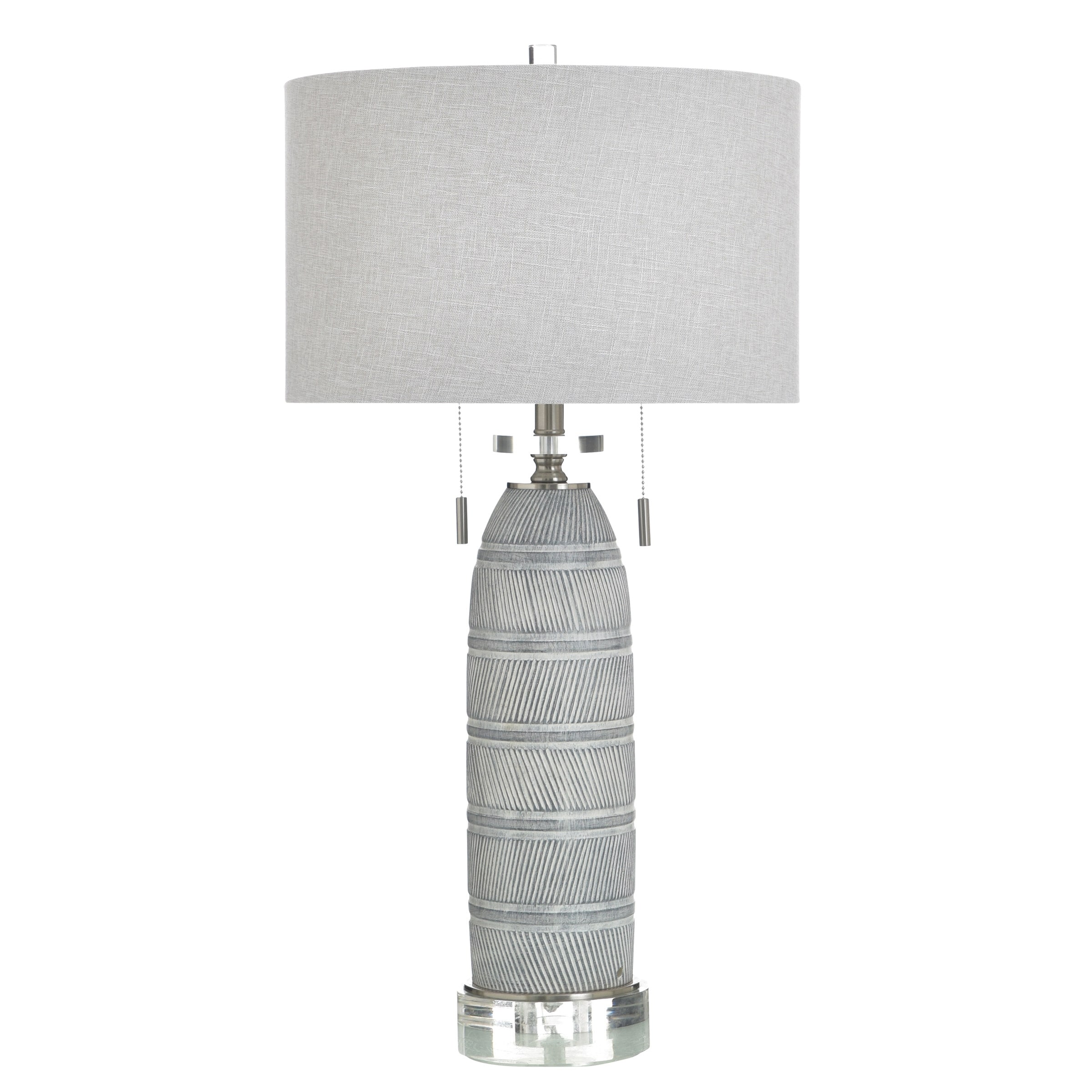 StyleCraft Poly Table Lamp - Greyson Silver - White Shade