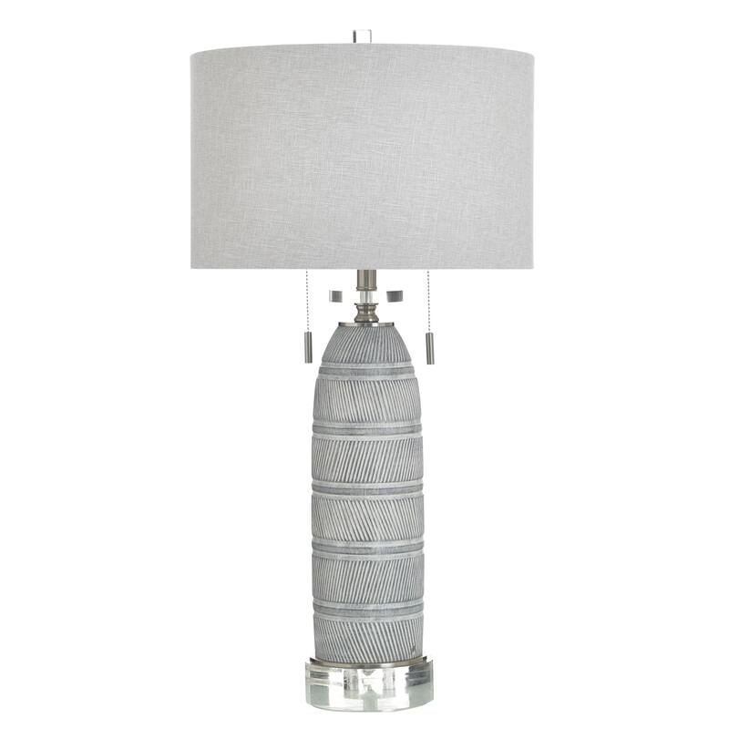 StyleCraft Poly Table Lamp - Greyson Silver - White Shade - Greyson Silver, Light Gray