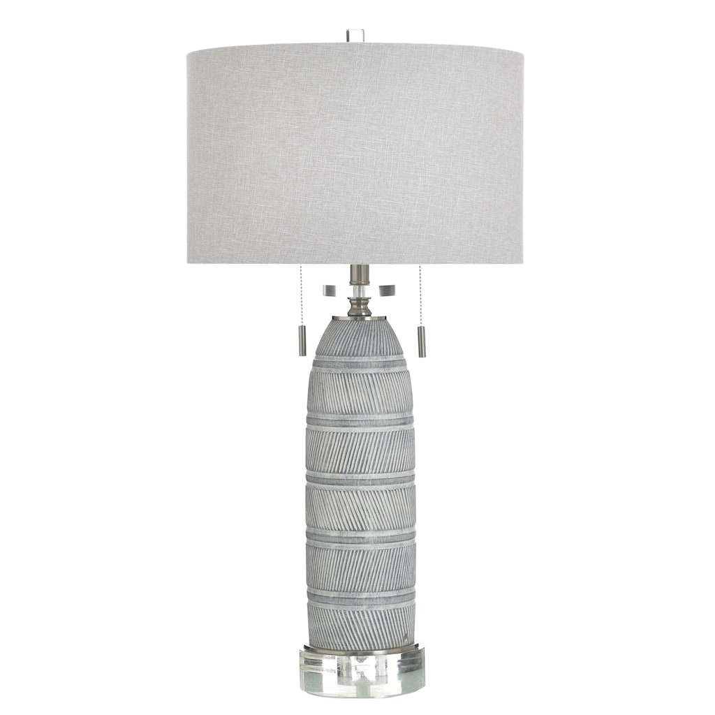 StyleCraft Poly Table Lamp - Greyson Silver - White Shade