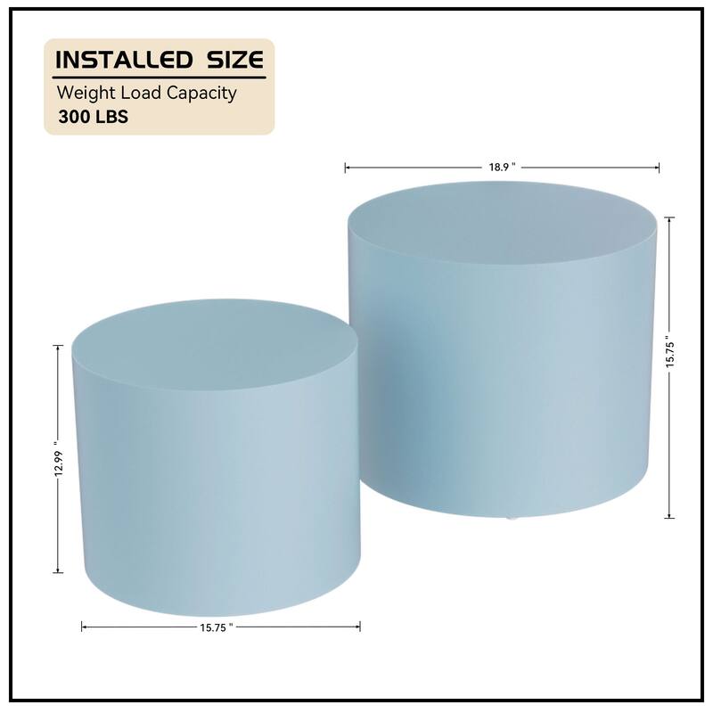 Modern Farmhouse Round Accent Nesting Side Coffee Table Set (Set of 2)
