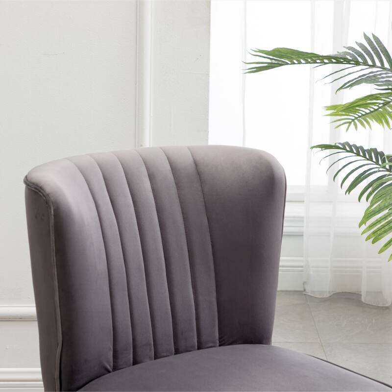 Gray Upholstered Chair Side Chair Lobby Chair Leisure Chair Armless Chair Corner Chair for Living Room