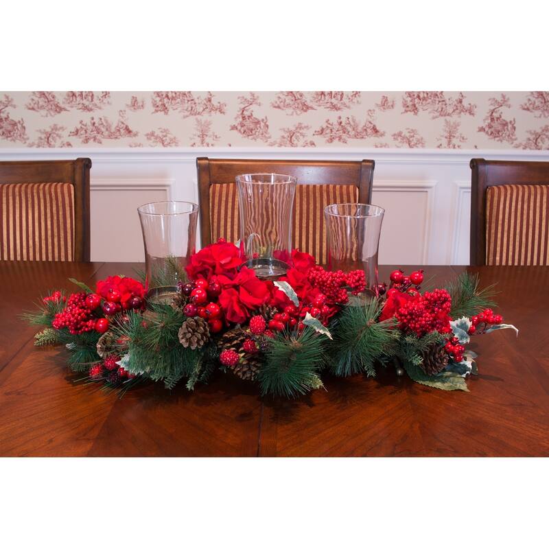 30" Hydrangea Christmas Glass Candelabrum