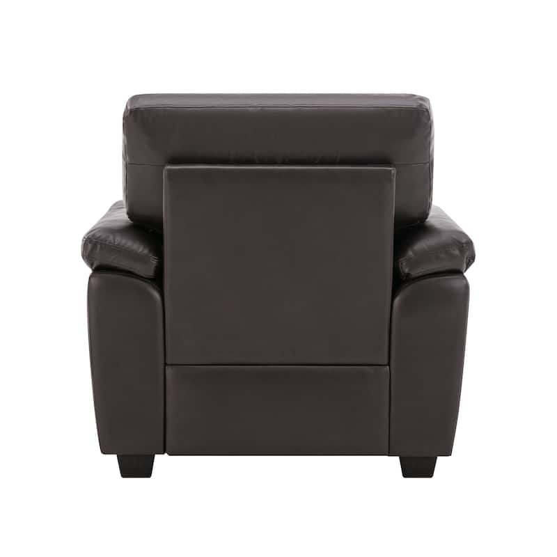 Morden Fort Upholstered Living Room Set, 2 Pieces, Faux Leather Chair, Sofa