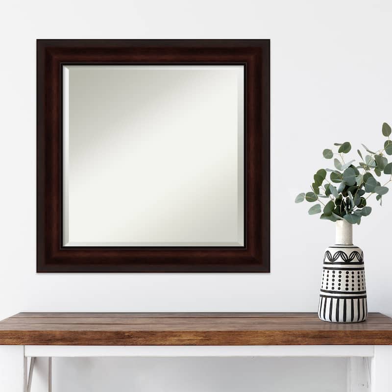 Beveled Wall Mirror - Coffee Bean Brown Frame - Coffee Bean Brown