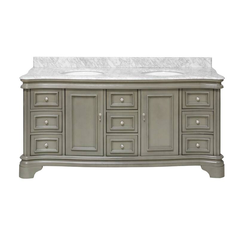 KitchenBathCollection Katherine 72" Double Bathroom Vanity with Carrara Marble Top
