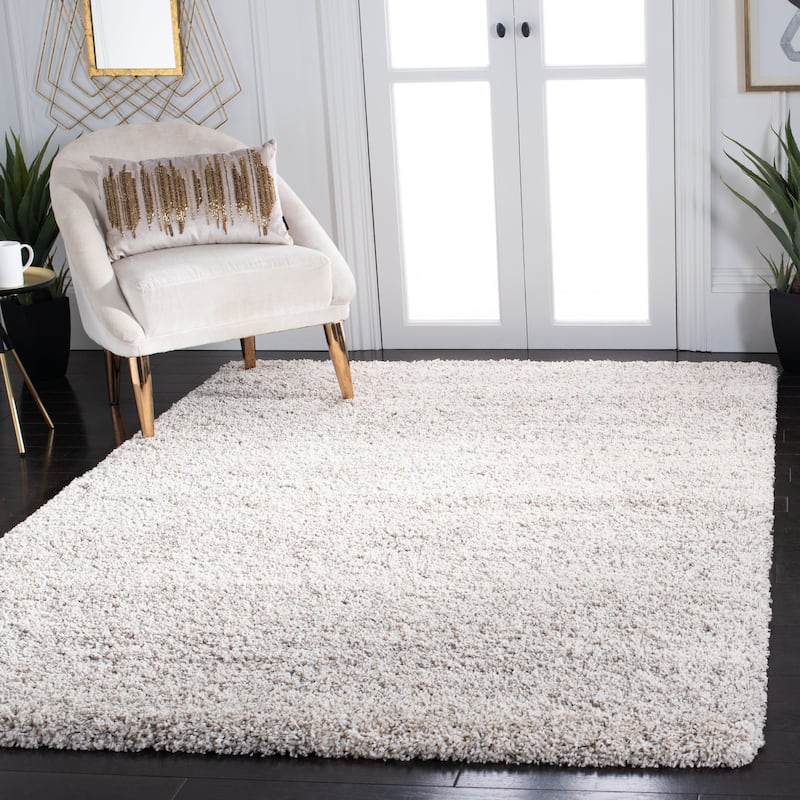 SAFAVIEH Hudson Shag Justine Modern 2-inch Thick Rug - 9' x 12' - Ivory/Grey - Rectangle