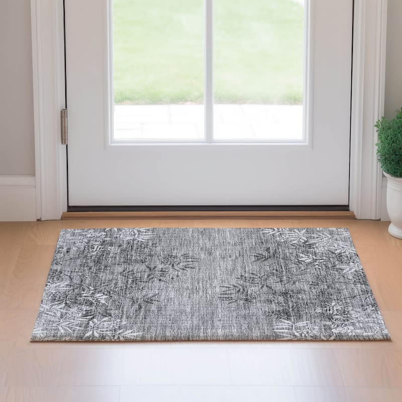 Premium Washable Super Soft Floral Imprints Mayfield Rug - Pewter - 1' 8" x 2' 6" - Rectangle