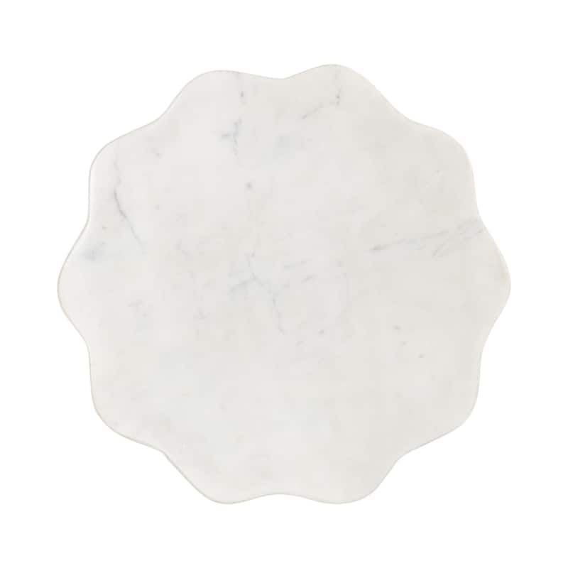 Kate and Laurel Sanzo Scalloped Marble and Metal Drink Table