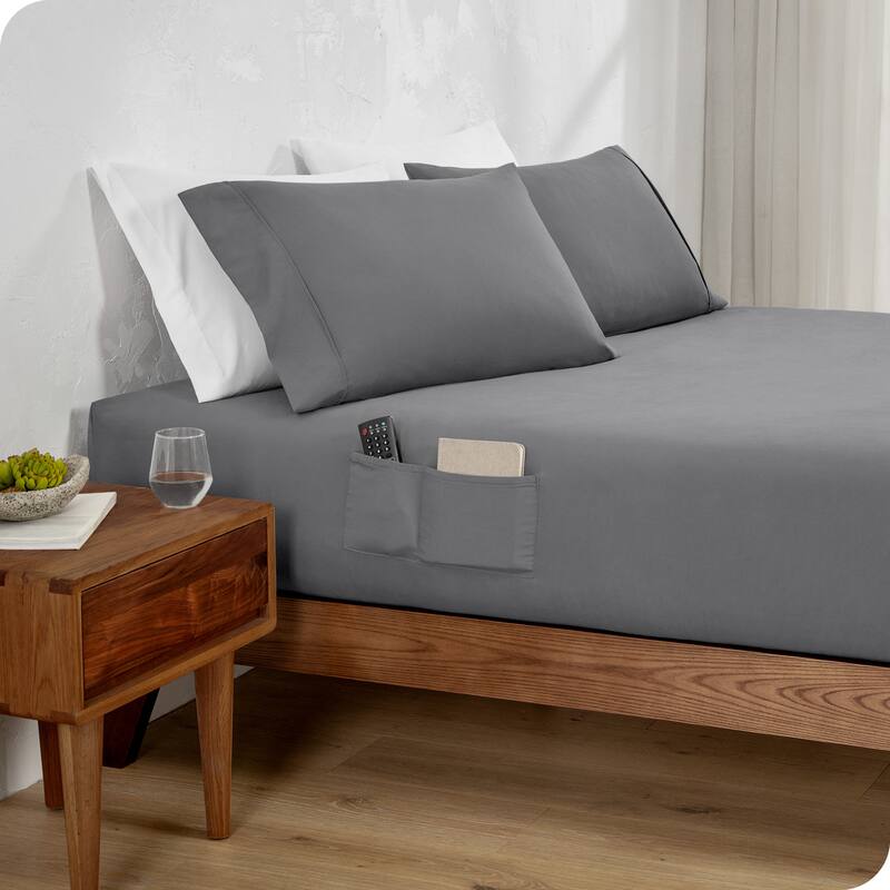 Bare Home Double Brushed Deep Pocket Fitted Sheet - California King - Grey (Dual Pocket)