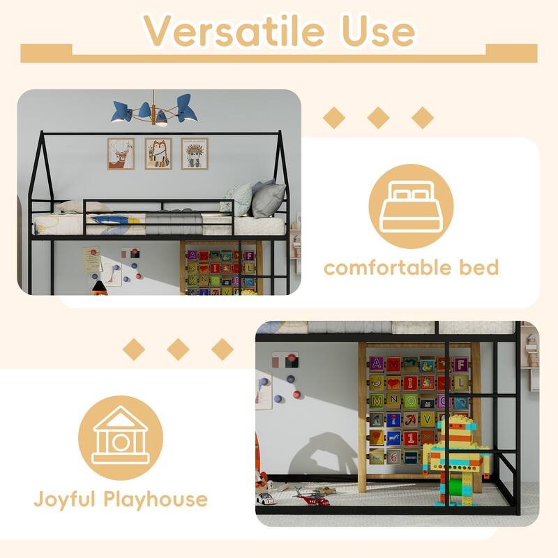 Metal Twin over Twin Bunk Bed Heavy-duty Sturdy Metal