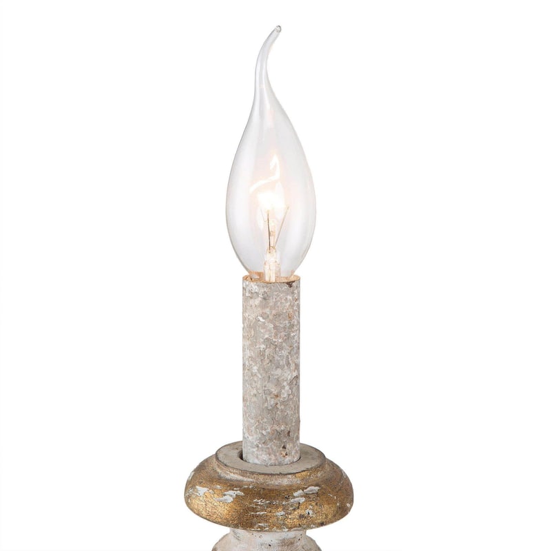 French Country 5-Light Farmhouse Distressed Wood Classic Candle Chandelier for Dining Room - 21.5" D x 30" H