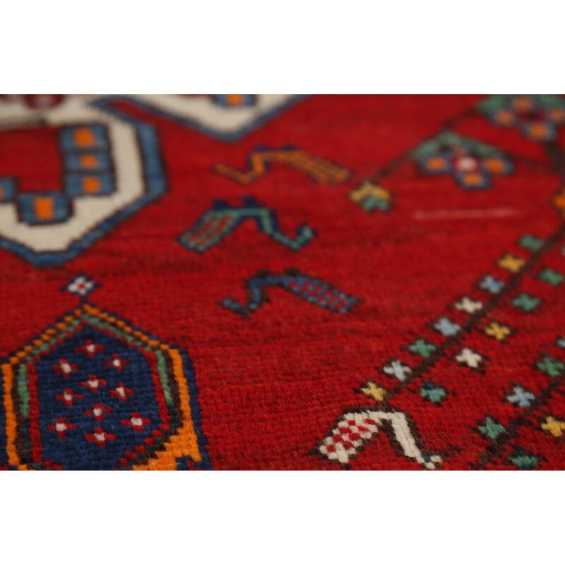 Hand Knotted Oriental 100% Wool Carpet Traditional Tribal Red Sirjan Area Rug - 6' 5'' X 4' 10''