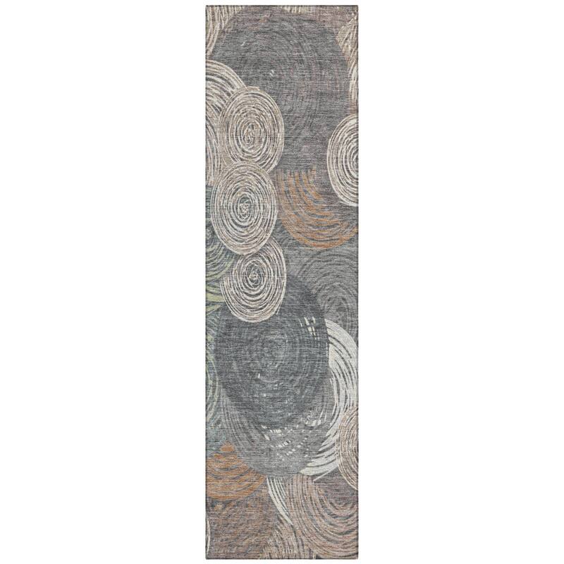 Machine Washable Indoor/ Outdoor Modern Twister Chantille Rug