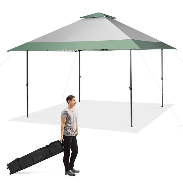 Costway 13x13ft Patio Pop Up Gazebo Canopy Tent Instant Sun Shelter Green Grey 13ft x 13ft x 8ft 9ft 10ft L x W x H