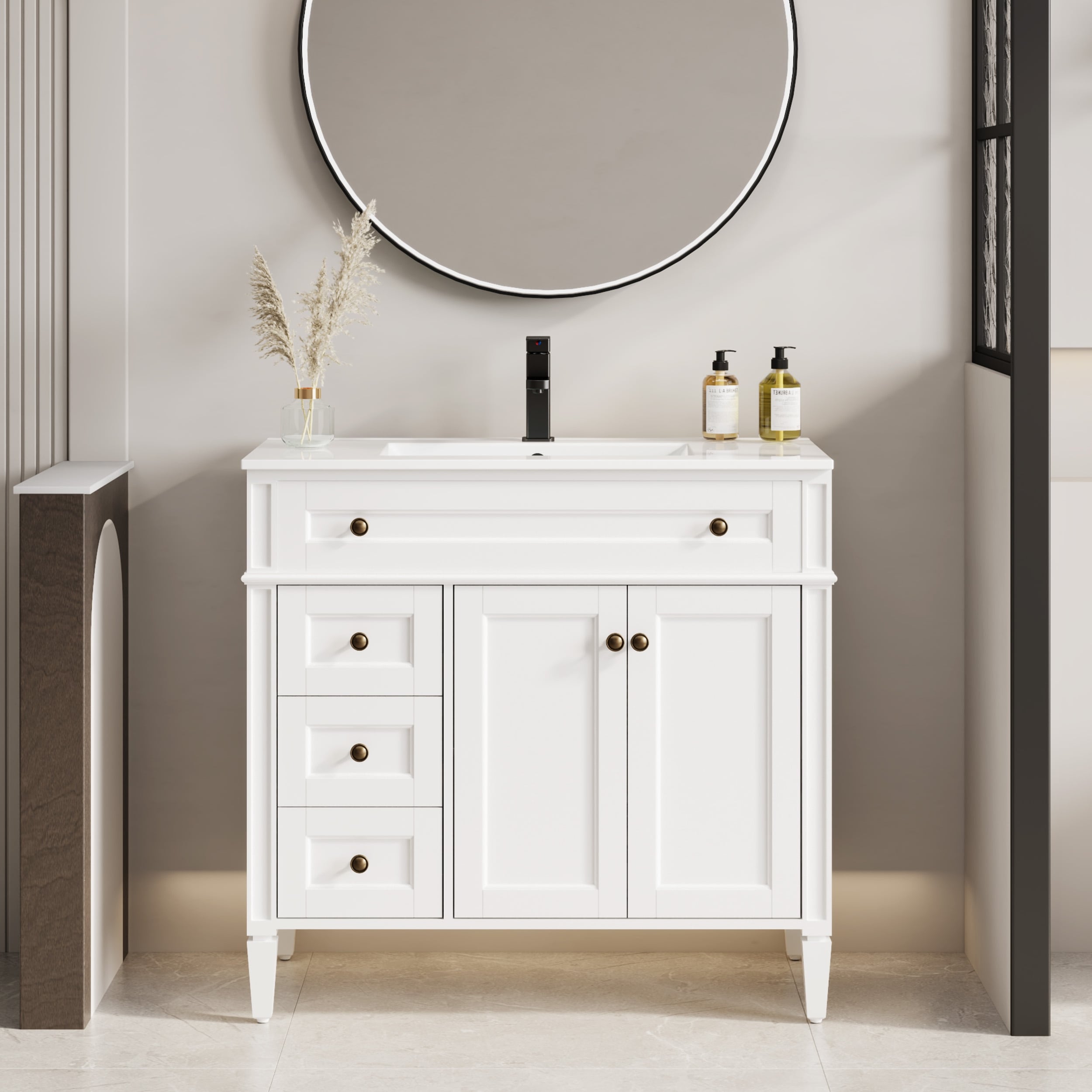 Retro Bathroom Vanity W/ Drop in Sink Combo Cabinet Set