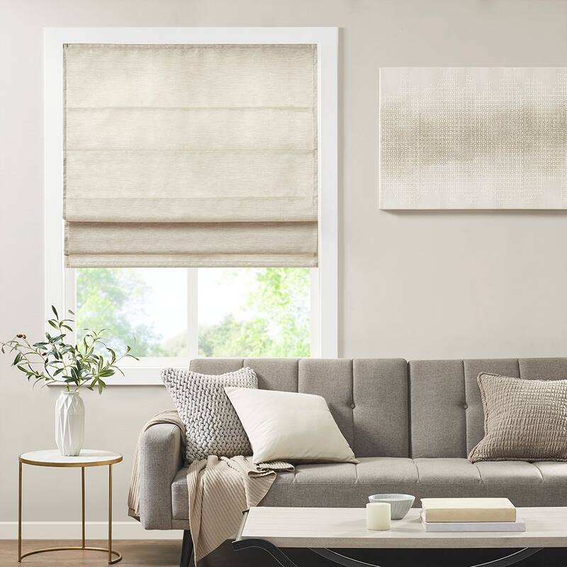 Printed Faux Silk Room Darkening Cordless Roman Window Shade