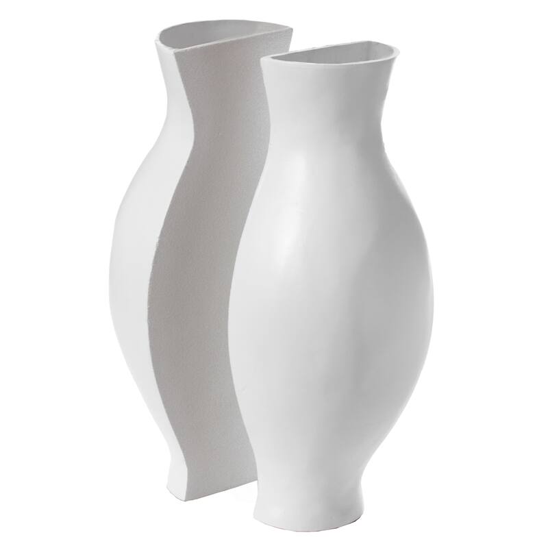 Tall Narrow Vase, Sleek Split Vase, Modern Floor Vase, Decorative Gift, Vase for Interior Design, 24.5 Inch Vase - Set of 2 White