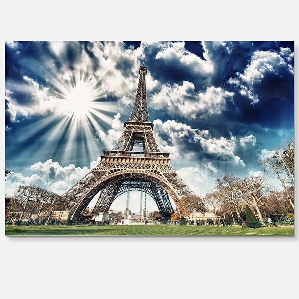 slide 2 of 11, Magnificent Eiffel Tower View - Skyscape Photo Glossy Metal Wall Art 20 in. wide x 12 in. high