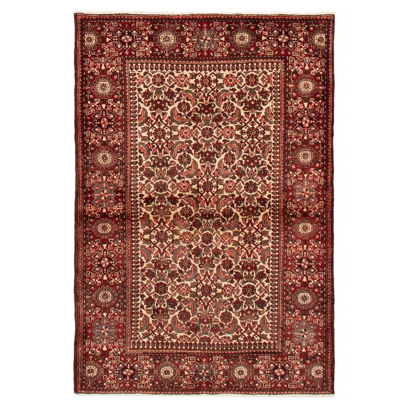 ECARPETGALLERY Hand-knotted Andelz Cream, Grey, Red, Red, Salmon Wool Rug - 4'7 x 6'8 - Cream/ Dark Grey/ Dark Red/ Red/ Salmon - 4'7 x 6'8