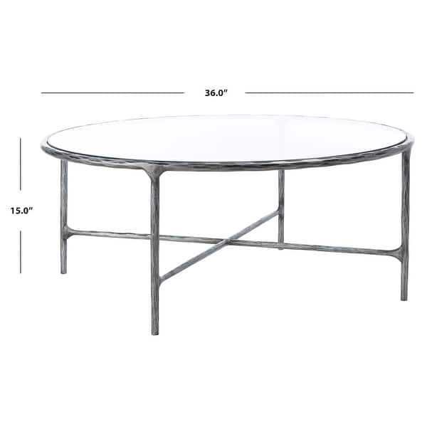 dimension image slide 0 of 5, SAFAVIEH Couture Jessa Round Metal Coffee Table - 36"W x 36"D x 15"H