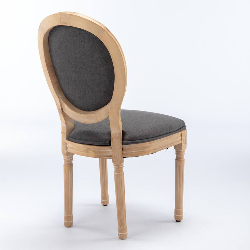Dark Gray French Dining Chair Fabric Dining Table Chair Set of 2