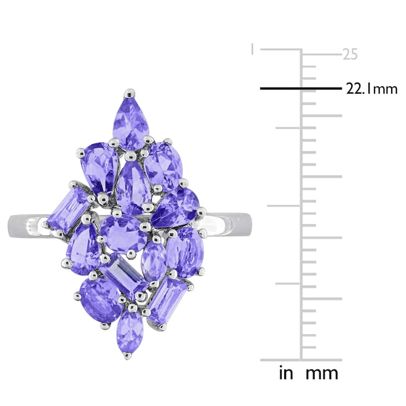Miadora 2ct TGW Tanzanite Cluster Ring Sterling Silver