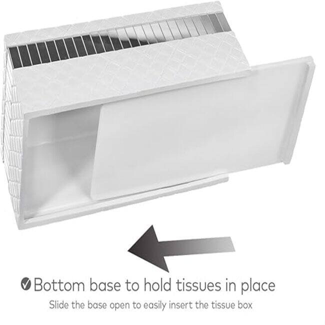 Creative Scents Quilted Mirror White Tissue Box Cover Rectangular