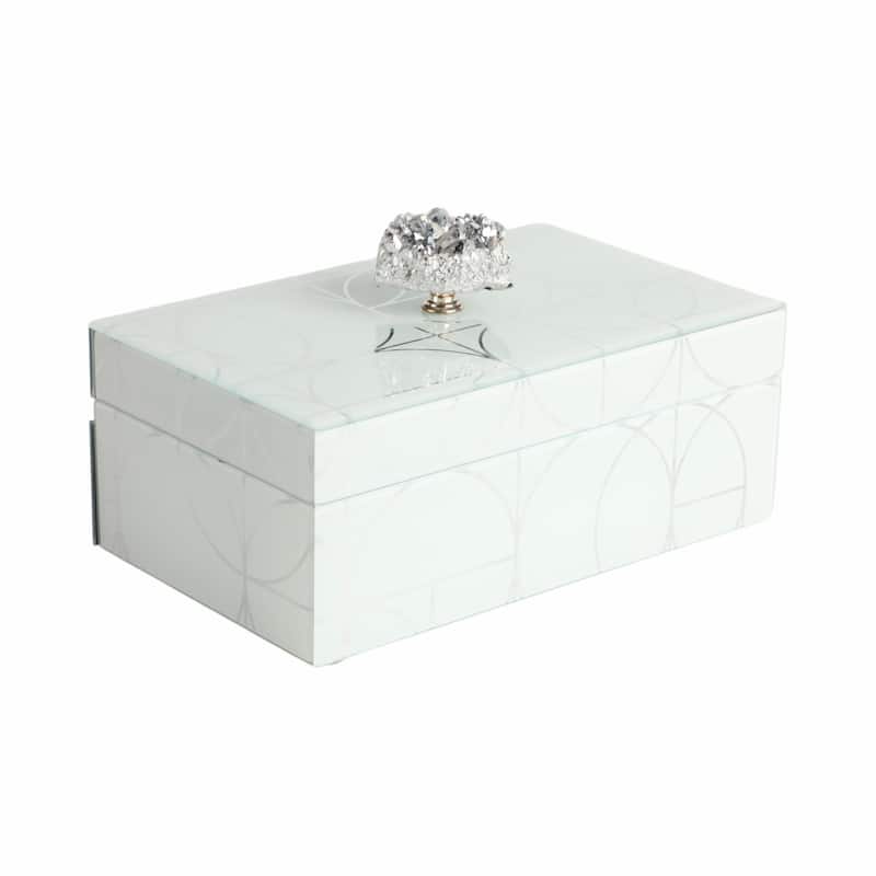 Decorative Glass Sparkly Storage Box with Stone Top - 8"