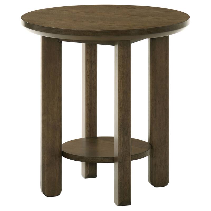 Ottowa 22-Inch Round Wood Side End Table with Shelf - 22" x 22" x 23.75"