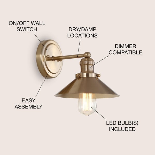 dimension image slide 2 of 22, JONATHAN Y Florence Metal Shade Sconce