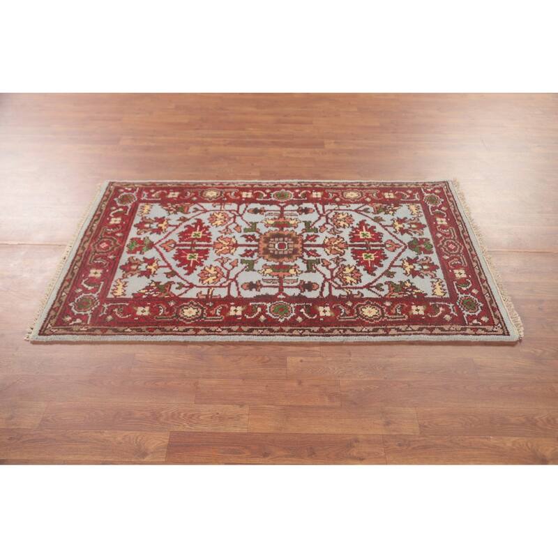 Light Blue Heriz-Serapi Accent Rug Hand-Knotted Oriental Wool Carpet - 2'11"x 4'11"