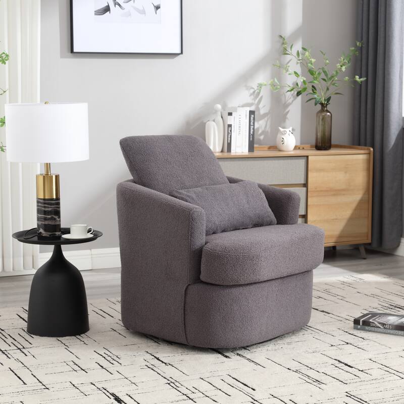 Swivel Barrel Chair, Comfy Round Accent Sofa Chair for Living Room, 360 Degree Swivel Barrel Club Chair, Leisure Arm Chair