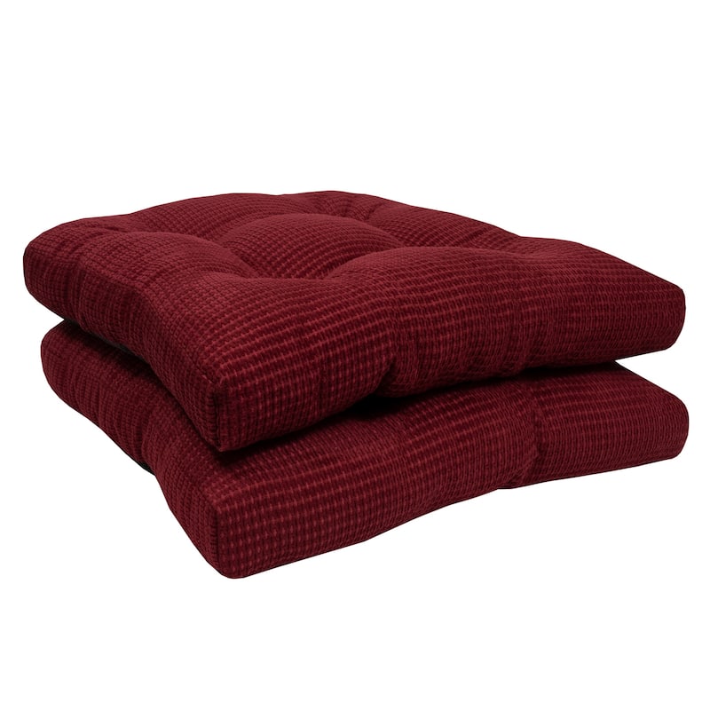 Sweet Home Collection Fluffy Memory Foam Tufted Chair Cushion Non Slip Microdot Rubber Back