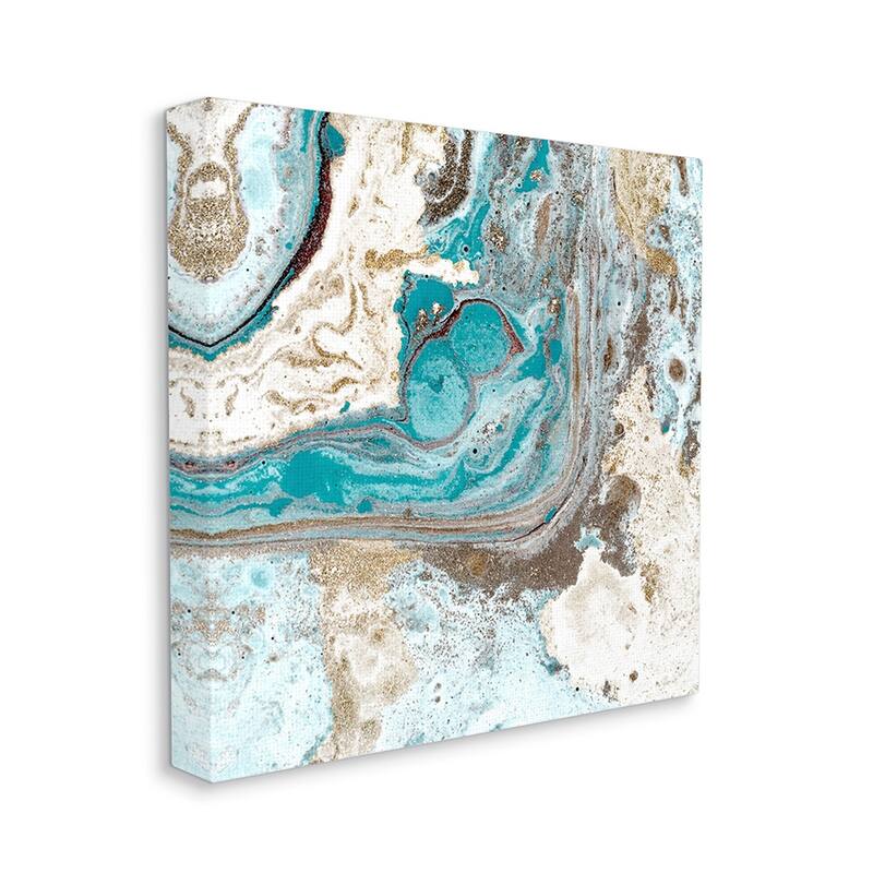 Stupell Abstract Fluid Turquoise Contrast Design Blue Brown Canvas Wall Art - 24 x 24