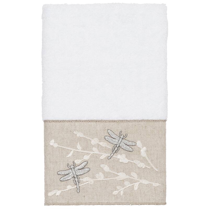 Authentic Hotel and Spa 100% Turkish Cotton Braelyn Embellished Hand Towel - White