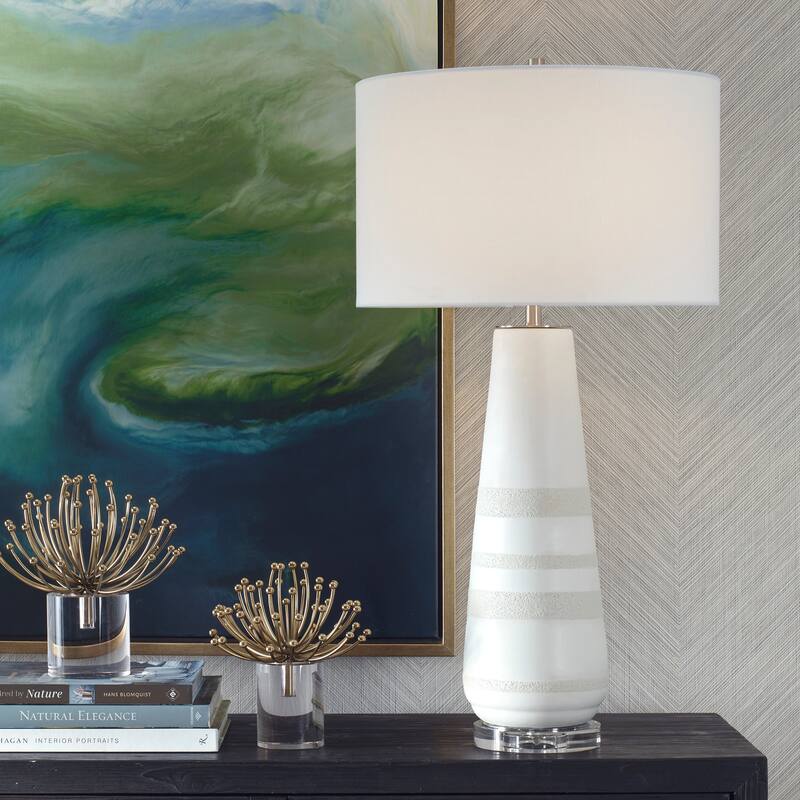 Uttermost Santino Crackled Ivory Table Lamp - 31" H X 17" W X 17" D