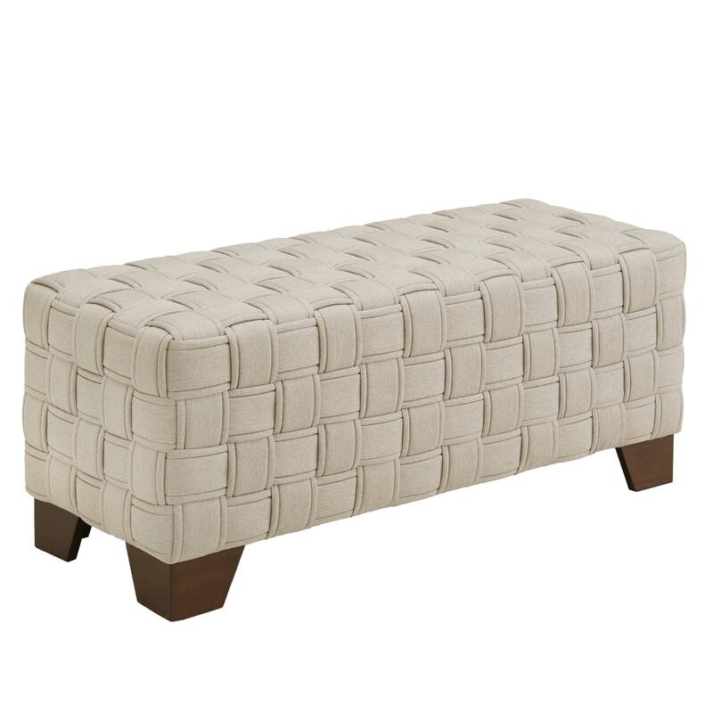 Orlo Walnut Finish Woven Bench by iNSPIRE Q Modern - Beige