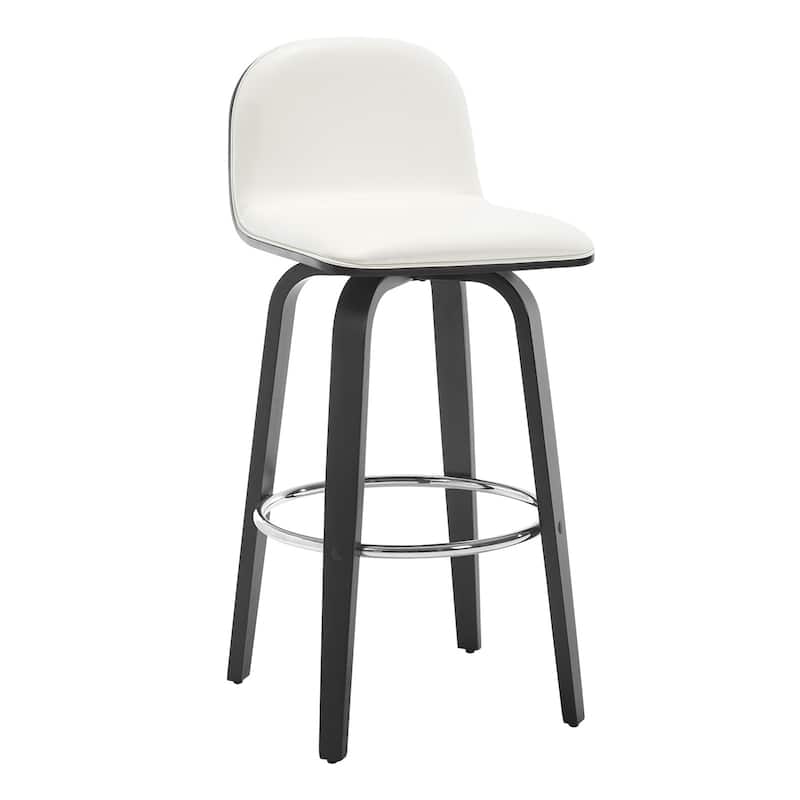 Faux Leather Upholstered Swivel Counter/ Bar Stools with Wood Frame - Single - Cream - Bar Height
